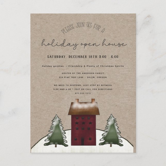 Carte Postale Country Saltbox Rustique Famille Vacances Open Hou (Devant)
