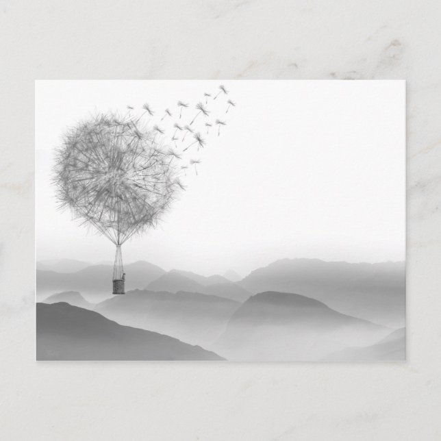 Carte Postale Coup De Graines De Dandelion À Ballons À Air Chaud (Devant)