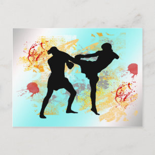 Carte Postale Coup de pied à la tête en MMA