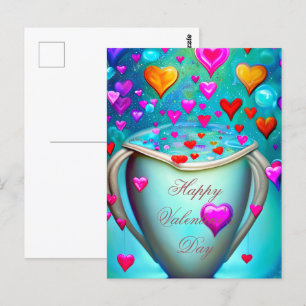 Carte Postale Coupe bourrée de coeurs valentine