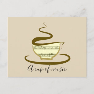 Carte Postale Coupe de café de musique dessin minimaliste main