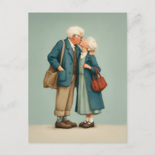 Carte Postale Couple âgé partageant un tendre baiser