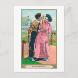 Carte Postale Couple avec équipement de tennisMême vieille raque