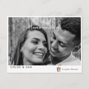Carte Postale CouplE B/W Photo moderne Ayez une bière avec nous 