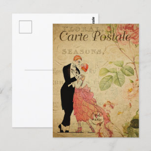 Carte Postale Couple dansant Vintage des années 1920