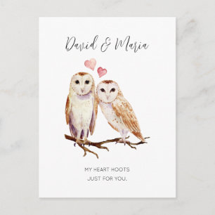Carte Postale Couple de hiboux Je t'aime pour toujours Anniversa