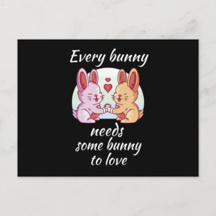Carte Postale Couple de lapins Cœur d'amour Amoureux de Pâques