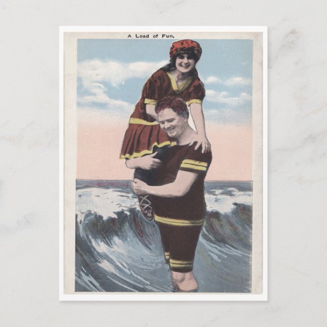 Carte Postale couple de plage vintage (Devant)