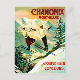 Carte Postale Couple de ski en Mont Blanc, France