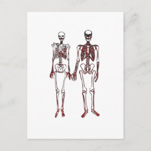 Carte Postale Couple de squelette rouge