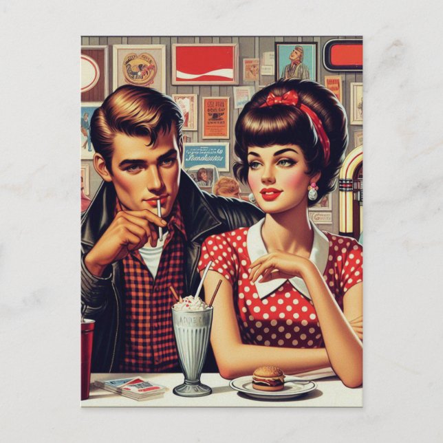 Carte Postale Couple des années 1950 (Devant)