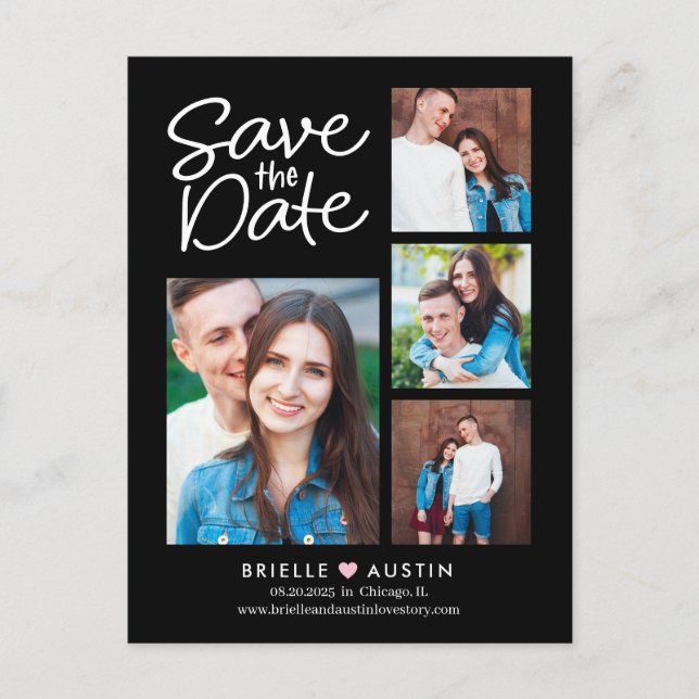 Carte Postale Couple Douce COULEUR ÉDITABLE Enregistrer La Date  (Devant)
