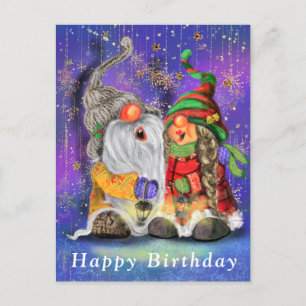 Carte Postale Couple embrassant des gnomes chantant une chanson 