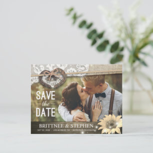 Carte Postale Couple Horseshoe Mariage de tournesol Date de sauv