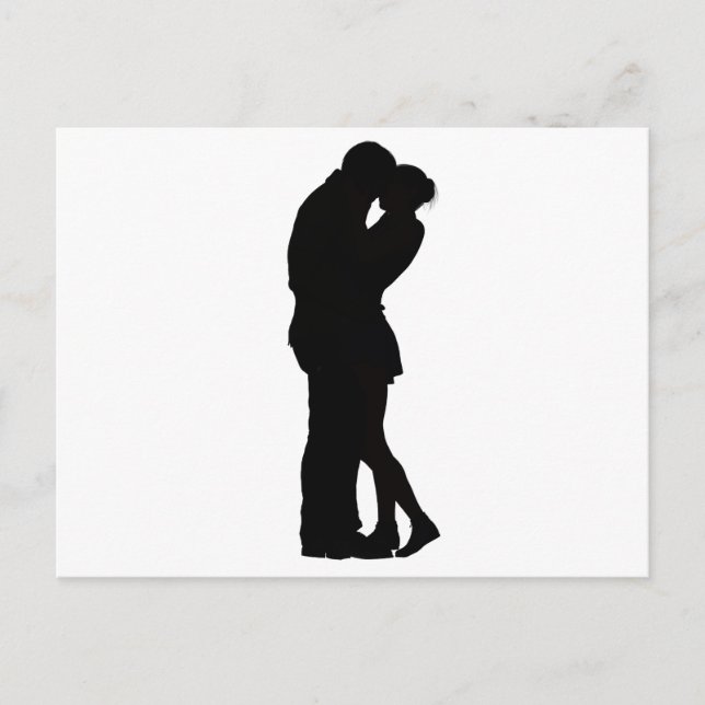 Carte Postale Couple in Love Silhouette embrassant une intimité  (Devant)