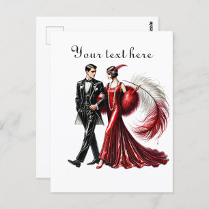 Carte Postale Couple mignon ajouter du texte