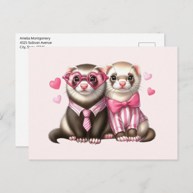 Carte Postale Couple mignon en amour (Devant / Derrière)