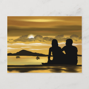 Carte Postale Couple plage romance magnifique paysage