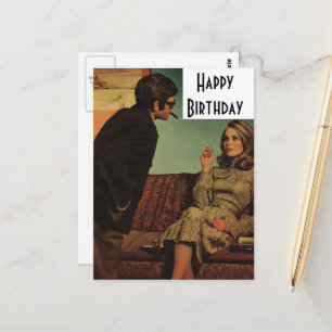 Carte Postale Couple Rétro Joyeux Anniversaire