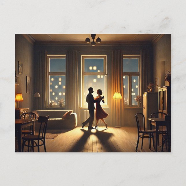 Carte Postale Couple romantique Danse à la maison (Devant)