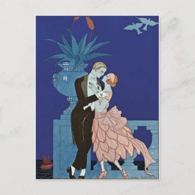 Carte Postale Couple romantique vintage ~ "Oui" (Devant)