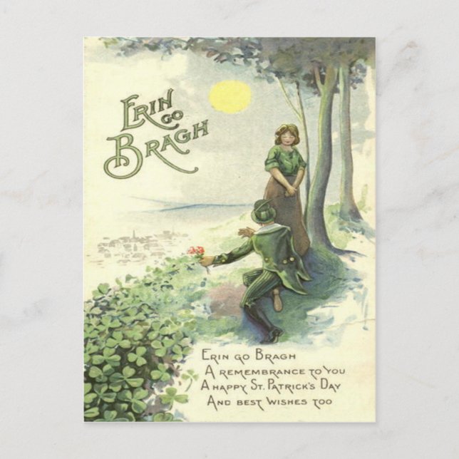 Carte Postale Couple Shamrock irlandais mignon Sun (Devant)
