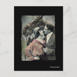 Carte Postale Couple vintage et cheval