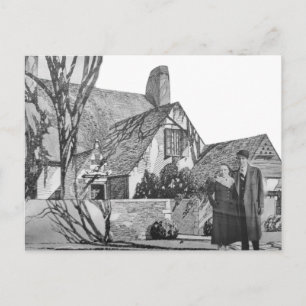 Carte Postale Couple Vintage Nouvelle Maison Collage Noir et Bla