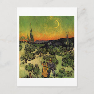 Carte Postale Couple Walking Crescent Moon, Van Gogh Art