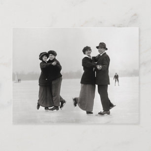 Carte Postale Couples de patinage sur glace, 1915