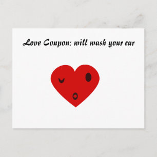 Carte Postale Coupon d'amour : lavera votre voiture
