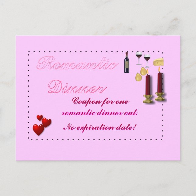 Carte postale Coupon dîner romantique (Devant)