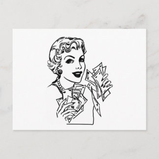 Carte Postale Coupon Money Lady - Ajouter Votre Texte