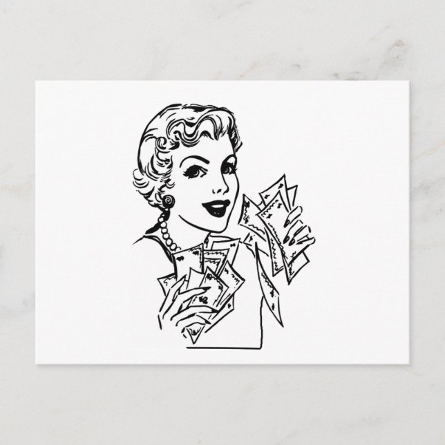 Carte Postale Coupon Money Lady - Ajouter Votre Texte (Devant)