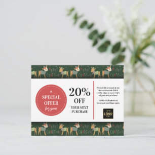 Carte Postale Coupon sur mesure de Cerf de Noël