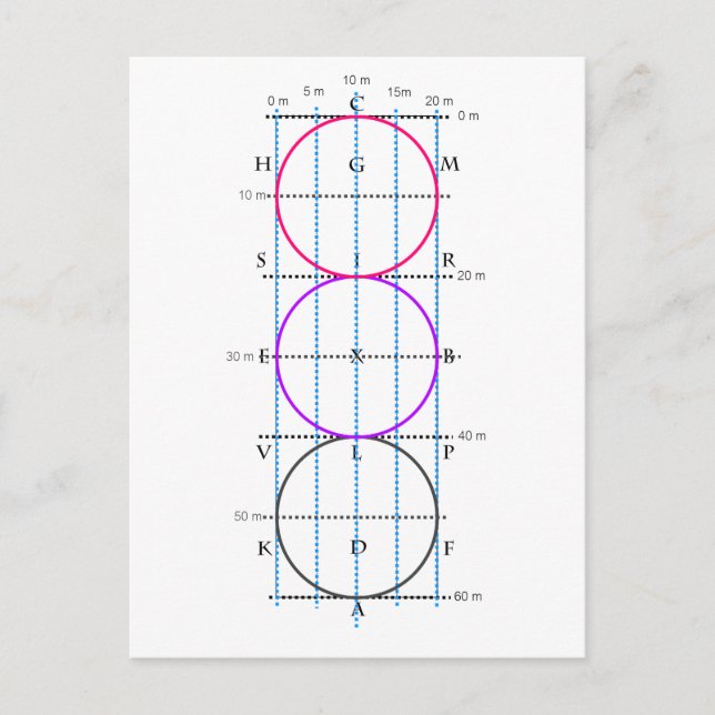 Carte Postale Cour de 20x60m **Cercles** (Devant)