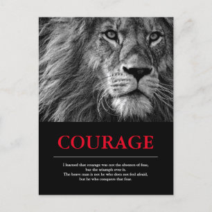 Carte Postale Courage Lion Motivationnel Inspiration
