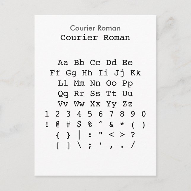 Carte Postale Courier Roman - Feuille d'échantillonnage de polic (Devant)