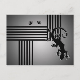 Carte Postale Courir Gecko - rayures noir & blanc brillent