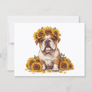 Carte Postale Couronne anglaise de tournesol de Bulldog