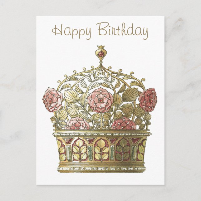 Carte Postale Couronne avec Roses (Devant)