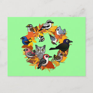 Carte Postale Couronne d'automne d'oiseaux d'Amérique du Nord