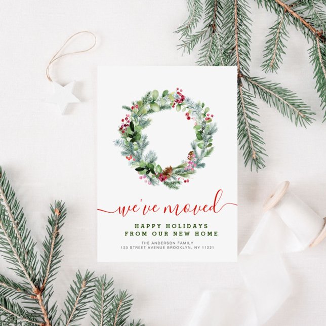 Carte Postale couronne de Noël annonce de nouveau domicile (Créateur téléchargé)