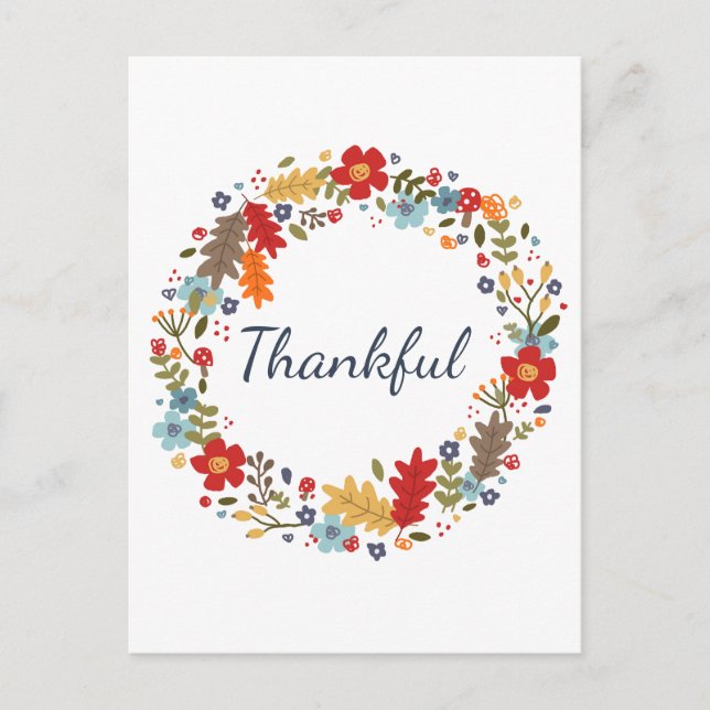 Carte Postale Couronne de remerciements de Thanksgiving automne  (Devant)