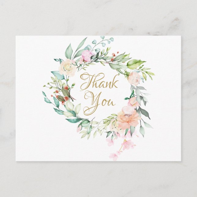 Carte Postale Couronne de roses élégantes pour remerciements d'e (Devant)