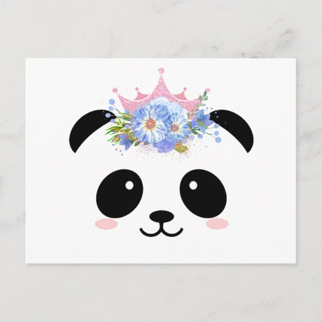 Carte Postale Couronne fleurie de princesse panda (Devant)
