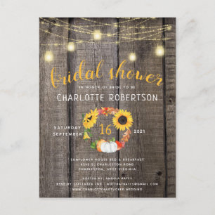 Carte Postale Couronne florale automnale rustique Mariage champê