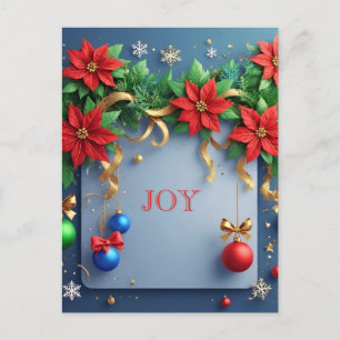 Carte Postale Couronne florale de Noël élégante  Poinsettia