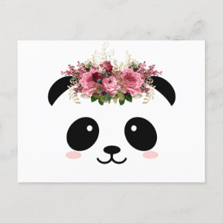 Carte Postale Couronne florale de panda