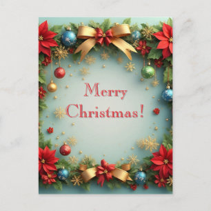 Carte Postale Couronne florale rouge festive 🎄✨ Poinsettia Fête